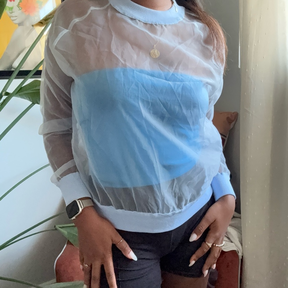 Topshop Baby Blue Sheer “Sweatshirt”